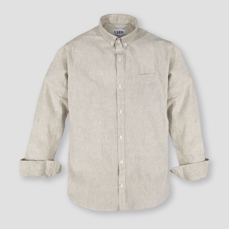 Smart-fit shirt in Cotton Linen Fabric with a button-down collar, classic front, a yoke at the back and gently rounded hem. Long sleeves with buttoned cuffs and a sleeve placket with a link button for a classy yet elegant look for all occasions.
